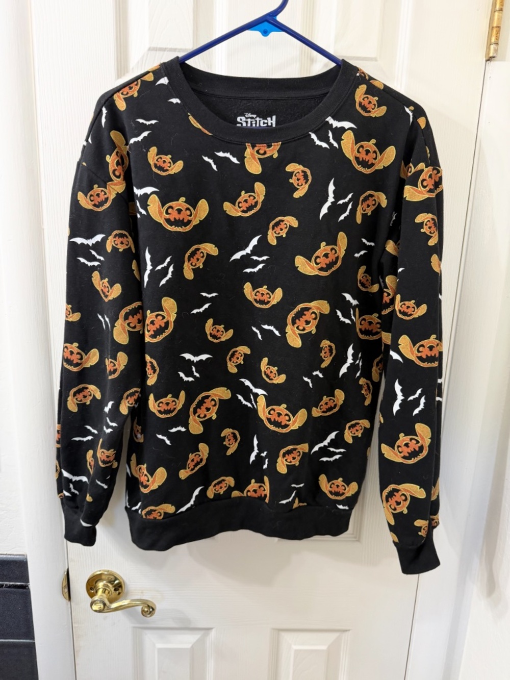 Disney Stitch "Jack-O-Stitch" Pumpkin and Bat All-Over Print Sweatshirt. Kids
